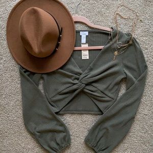 WEST OF MELROSE TWIST RIBBED CROP TOP